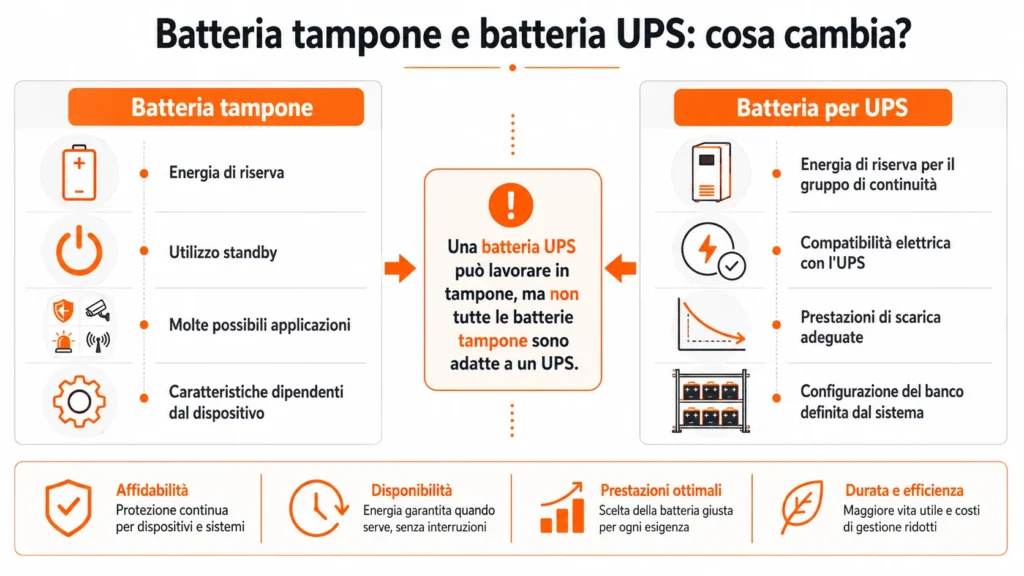 differenza tra batteria tampone e batteria UPS