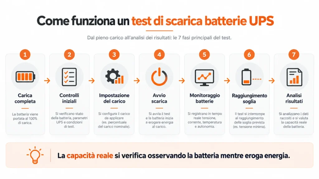 fasi del test di scarica batterie UPS